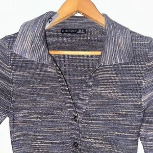 Black Tape Collared Knit Dress – Heather Blue/Grey – Size M